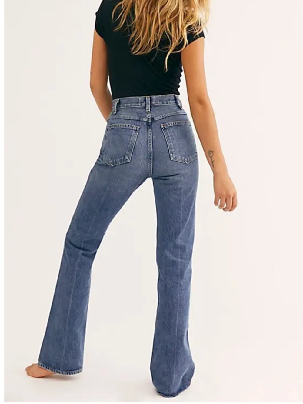 Agolde vintage high rise flare jeans medium wash full length no stretch denim 26